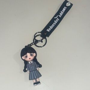 Wednesday Addams Keychain with Black and Gray Colors